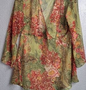 New Identity Sheer Bohemian Sequin Blouse Size 1X